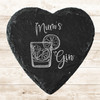 Heart Slate Mum's Gin Drink Mother's Day Gift Personalised Coaster