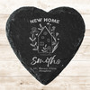 Heart Slate New Home House Flowers Address Family Name Gift Personalised Coaster