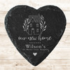 Heart Slate Our New Home House With Leaves Family Name Gift Personalised Coaster