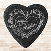 Heart Slate Pretty Floral Wreath Happy Valentine's Day Gift Personalised Coaster