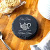Round Slate Tea Time Mum Time Floral Pot Mother's Day Gift Personalised Coaster