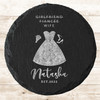 Round Slate Wife Wedding Day Dress Floral Bouquet Gift Personalised Coaster