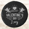 Round Slate Cupids Happy Valentine's Day Swirls Gift Personalised Coaster