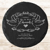 Round Slate Doves Vintage Frame Newlyweds Wedding Day Gift Personalised Coaster