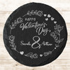 Round Slate Happy Valentine's Day Floral Leaves Gift Personalised Coaster