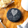 Round Slate She Said Yes Heart Doodle Engagement Date Gift Personalised Coaster