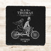 Square Slate Vintage Bride Groom Tandem Wedding Day Gift Personalised Coaster