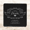 Square Slate Doves Vintage Frame Newlyweds Wedding Day Gift Personalised Coaster