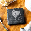 Square Slate She Said Yes Engagement Date Heart Gift Personalised Coaster