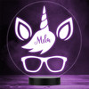 Unicorn Horn & Ears Wearing Glasses LED Personalised Gift Night Light