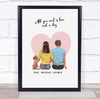 Pink Heart Dog Romantic Gift For Him or Her Personalised Couple Print