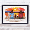 Dog Sunset Beach Romantic Gift For Him or Her Personalised Couple Print