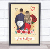 Red Roses Hearts Romantic Gift For Him or Her Personalised Couple Print