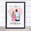 Hearts Background Romantic Gift For Him or Her Personalised Couple Print