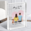 Pink Heart Dog Gift For Him or Her Personalised Couple Clear Acrylic Block