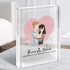 Pink Heart Background Gift For Him Her Personalised Couple Clear Acrylic Block