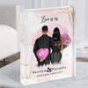 Pink & Gold Romantic Gift For Him or Her Personalised Couple Acrylic Block