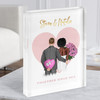 Pink Heart Gold Romantic Gift For Him or Her Personalised Couple Acrylic Block