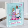 Pink Blue Roses Romantic Gift For Him or Her Personalised Couple Acrylic Block