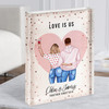 Pink Heart Gold Stars Gift For Him or Her Personalised Couple Acrylic Block