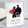 Pink Roses Love Romantic Gift For Him or Her Personalised Couple Acrylic Block