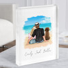 Beach Dog Couple Romantic Gift For Him or Her Personalised Couple Acrylic Block