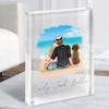 Beach Dog Couple Gift For Him or Her Personalised Couple Clear Acrylic Block