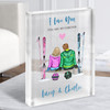 Ski Slopes Love You Gift For Him or Her Personalised Couple Clear Acrylic Block