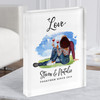 Watercolour Grass Blue Sky Gift For Him & Her Personalised Couple Acrylic Block