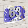 Marble Abstract Blue 3D Acrylic House Address Sign Door Number Plaque