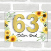 Sunflowers White Wash 3D Acrylic House Address Sign Door Number Plaque