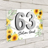 Sunflowers White Wash 3D Acrylic House Address Sign Door Number Plaque