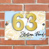 Baby Blue Gold Rose 3D Acrylic House Address Sign Door Number Plaque