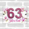 Magnolia Flower 3D Acrylic House Address Sign Door Number Plaque