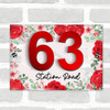Red Roses 3D Acrylic House Address Sign Door Number Plaque