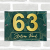 Green & Gold Leaves Foliage 3D Acrylic House Address Sign Door Number Plaque