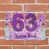 Lavender Flower 3D Acrylic House Address Sign Door Number Plaque