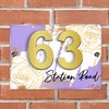 Lavender Gold Rose 3D Acrylic House Address Sign Door Number Plaque