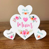 Mum Flowers Pretty Pink Family Hearts 3 Small Personalised Gift Acrylic Ornament