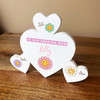 Mum Daisy Flowers Family Hearts 1 Big 3 Small Personalised Gift Acrylic Ornament