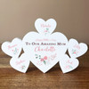 Mother's Day Mum Floral Family Hearts 5 Small Personalised Gift Acrylic Ornament