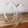 Happy Mother's Day Pastel Floral Clear Heart Shaped Personalised Acrylic Gift