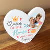 Queen Of The House Mum Photo Heart Shaped Personalised Gift Acrylic Ornament