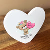 Cute Teddy Bear Girl Heart Shaped Personalised Gift Acrylic Block Ornament