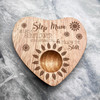 Sunflowers Step Mum Personalised Gift Heart Shaped Breakfast Egg Holder Board