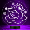 Baby Girl Duck & Bow Flowers Led Lamp Personalised Gift Night Light