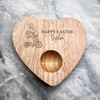 Easter Bunny Eggs Riding Bike Personalised Gift Heart Breakfast Egg Holder Board