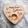 Cute Chickens Easter Personalised Gift Heart Shaped Breakfast Egg Holder Board