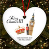 Big Ben Crown King Charles III Coronation Souvenir Heart Hanging Ornament