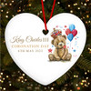 Watercolour Teddy Bear King Charles Coronation Souvenir Heart Hanging Ornament